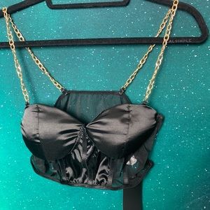 Nasty Gal Tops - Bustier crop top with gold chain straps Nasty Gal Tops - Bustier crop top with gold chain straps